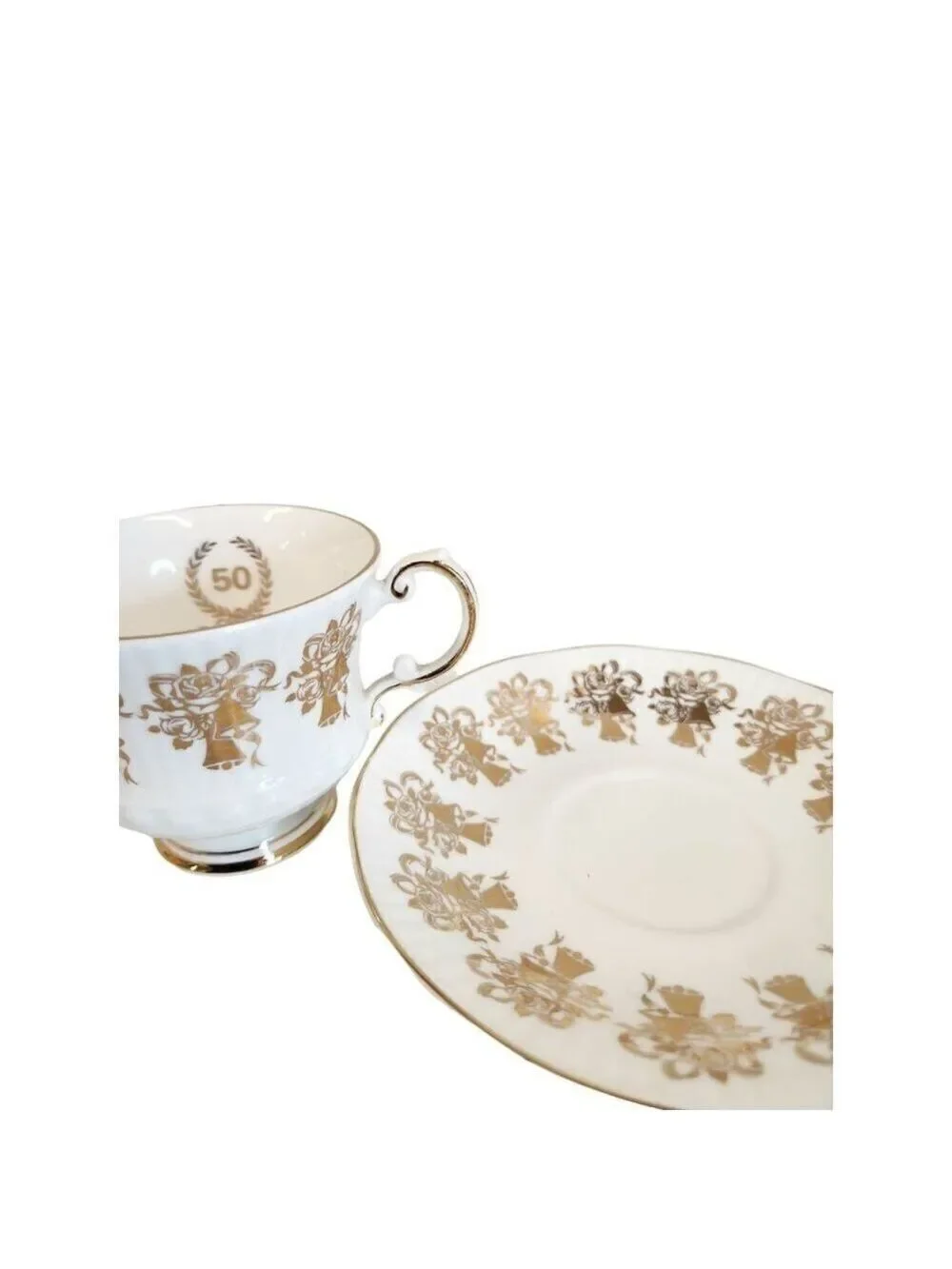 Elizabethan Staffordshire Hand Decorated 50th Anniversary Fine Bone China Tea Cu